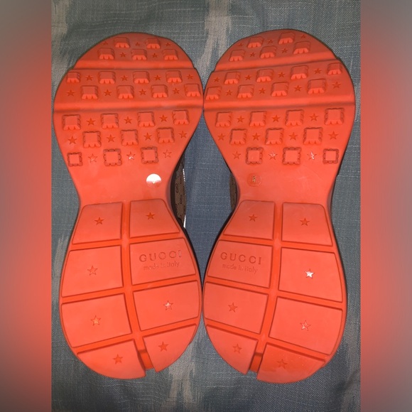 Men's GG Rhyton Low Top Canvas and Leather Sneakers - Picture 5 of 7